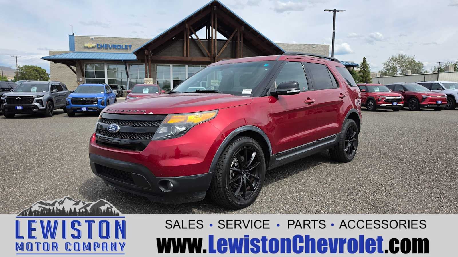 2015 Ford Explorer Sport in Red — front three-quarter view