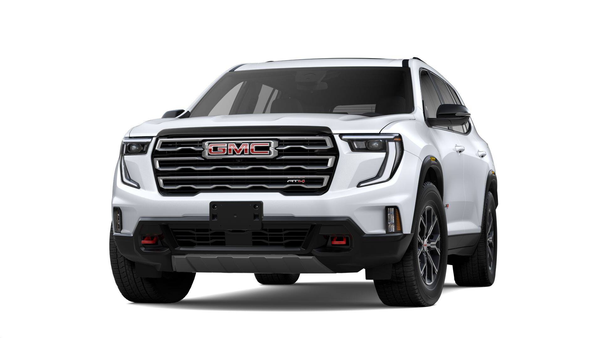2026 GMC Acadia AT4 in Glacier White Tricoat — front three-quarter view