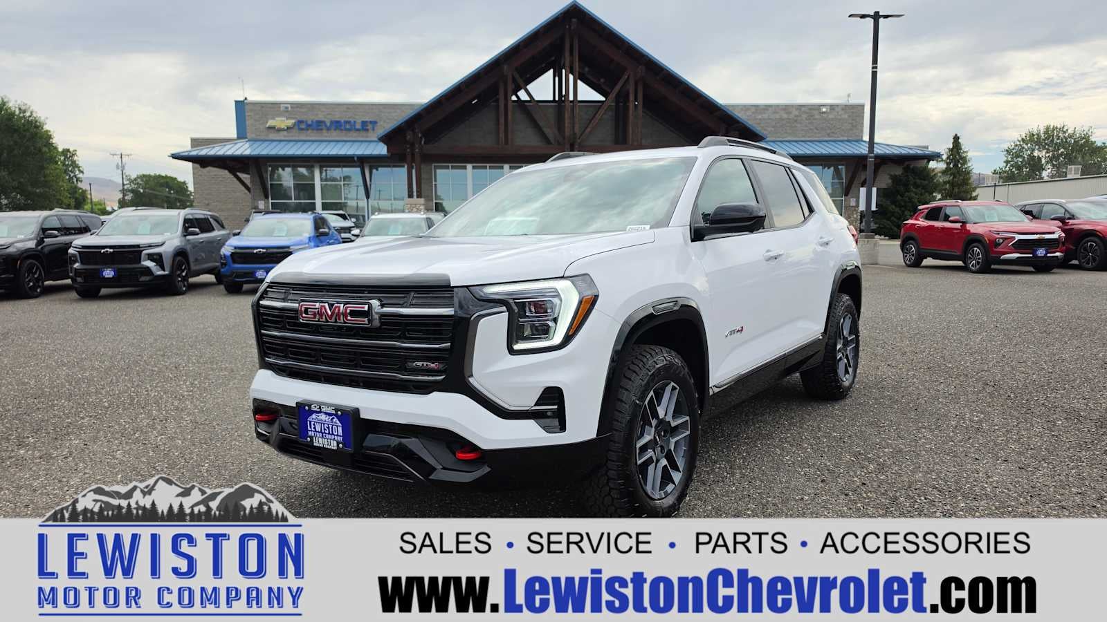 2026 GMC Terrain AT4 in Summit White — front three-quarter view