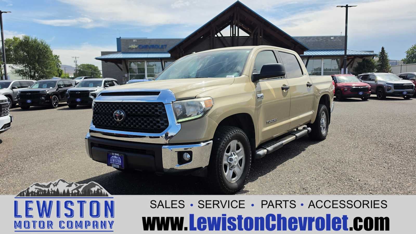 2019 Toyota Tundra SR5 5.7L V8 in Beige — front three-quarter view